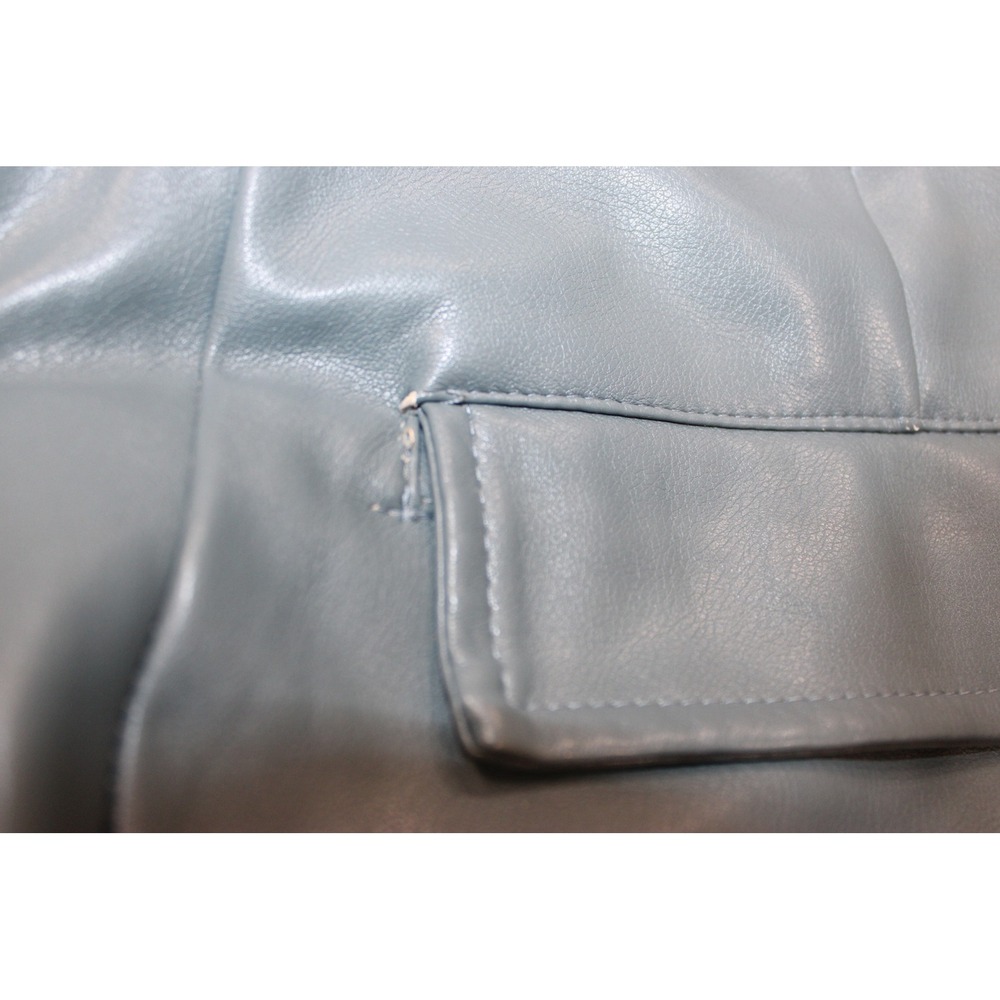 7 For All Mankind Vegan Leather Cargo Pants Women M Slate Blue - Picture 6 of 7